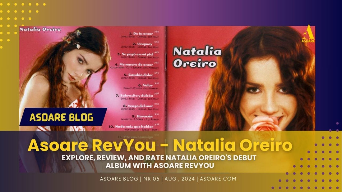 Portada del artículo de Asoare RevYou destacando la primera edición con Natalia Oreiro. La imagen muestra un diseño llamativo relacionado con el álbum de Natalia Oreiro, invitando a los usuarios a participar en la votación