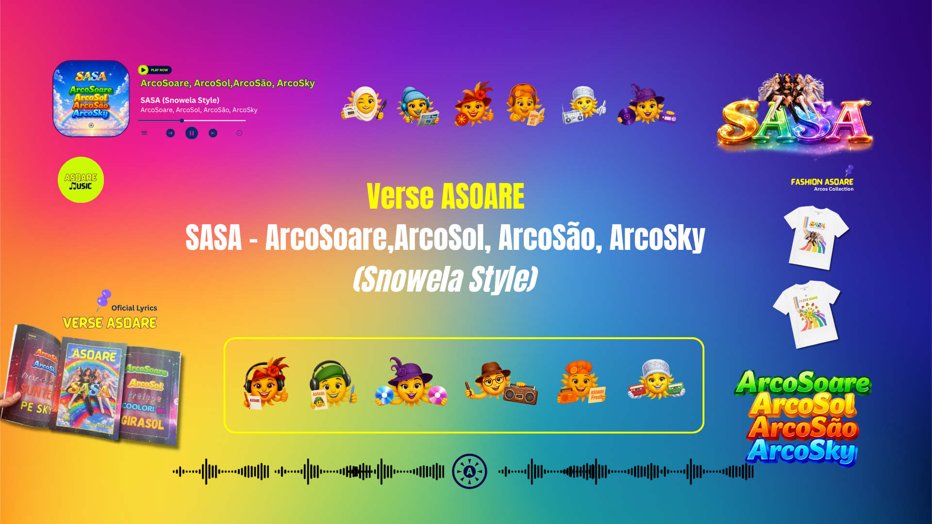 Load video: Verse ASOARE - SASA (Snowela Style)  - ArcoSoare,ArcoSol, ArcoSão, ArcoSky (Official Lyrics)The band SASA is formed by the 4 seasons of the year -Avera (Spring - sings in Romanian)Solera (Summer - sings in Spanish)Aurela (Autumn - sings in Portuguese)Snowela (Winter - sings in English)