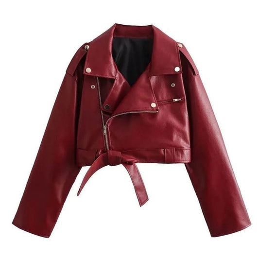 Asoare Brick Red Cozy Leather Jacket