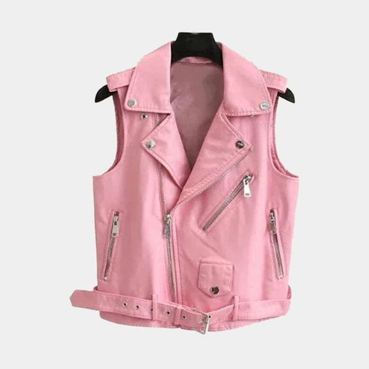 Asoare Pink Leather Vest